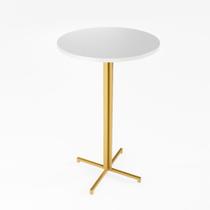 Mesa Alta Bistrô Redonda 100x60cm Dourada Tampo Branco Industrial Mesa Alta Bistrô Redonda 100x60cm Dourada Tampo Branco Industrial