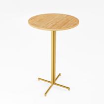 Mesa Alta Bistrô Redonda 100x60cm Dourada Tampo Pinus Industrial Mesa Alta Bistrô Redonda 100x60cm Dourada Tampo Pinus Industrial