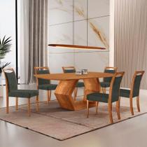 Mesa Ane 180 Tampo Laminado Barril Com 6 Cadeiras Munique Jade Imbuia Natural Mesa Ane 180 Tampo Laminado Barril Com 6 Cadeiras Munique Jade Imbuia Natural