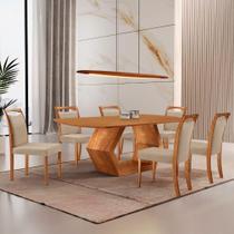 Mesa Ane 180 Tampo Laminado Barril Com 6 Cadeiras Munique Linho Premium Imbuia Natural Mesa Ane 180 Tampo Laminado Barril Com 6 Cadeiras Munique Linho Premium Imbuia Natural