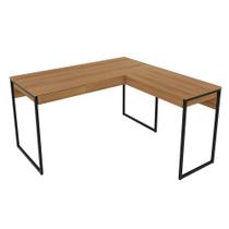 Mesa Angular para Escritório Home Office ME4157 MDP Amendoa/Preto G69 - Gran Belo