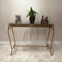 Mesa Aparador 1 Metro Largura Dourado Com Vidro