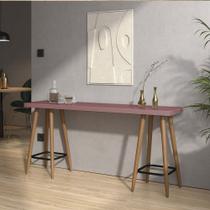 Mesa Aparador Buffet Balcão Andy 90 cm Pé Palito Rústico Tampo 100% MDF Rosa - Ahz Móveis