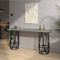 Mesa Aparador Buffet Balcão Caleb 170 cm Industrial Ferro Preto Tampo 100% MDF Verde Oliva - Ahz Móveis