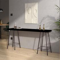 Mesa Aparador Buffet Balcão Pam 150 cm Industrial Ferro Dourado Tampo 100% MDF Preto - Ahazzo Móveis