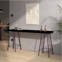 Mesa Aparador Buffet Balcão Pam 150 cm Industrial Ferro Marrom Tampo 100% MDF Preto - Ahz Móveis