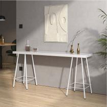 Mesa Aparador Buffet Balcão Pam 170 cm Industrial Ferro Branco Tampo 100% MDF Branco - Ahazzo Móveis