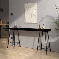 Mesa Aparador Buffet Balcão Pam 170 cm Industrial Ferro Preto Tampo 100% MDF Preto - Ahazzo Móveis