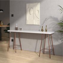 Mesa Aparador Buffet Balcão Pam 90 cm Industrial Ferro Bronze Tampo 100% MDF Branco - Ahazzo Móveis