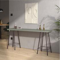 Mesa Aparador Buffet Balcão Pam 90 cm Industrial Ferro Marrom Tampo 100% MDF Verde Oliva - Ahazzo Móveis