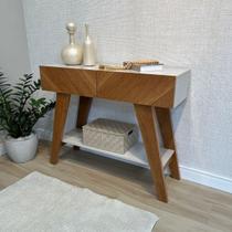 Mesa Aparador Console Retro 2 Gavetas Cinamomo Off White