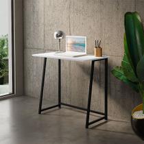 Mesa Aparador Dobrável Industrial Pé de Ferro Preto Tampo Branco para Escritório - Branco