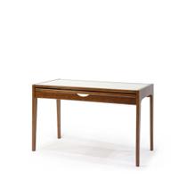 Mesa Aparador Extensível Belize Imbuia c/ Vidro Fendi Claro 53/106 cm