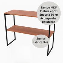 Mesa Aparador Industrial 2 Andares Freijó com Pés Pretos Cantinho do Café Moderno