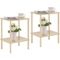 Mesa Apicizon Mesa lateral de 2 níveis com prateleira de armazenamento