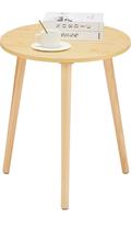 Mesa Apicizon Mesa lateral redonda em madeira natural 42x51 cm