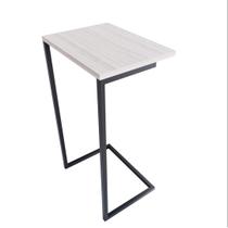 Mesa Apoio Canto Lateral Notebook Sofá Cama Branco Preto