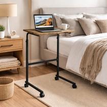 Mesa Apoio Com Rodinhas Ajustável Mel Preto Notebook Cama