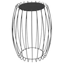 Mesa Apoio Lateral 43 cm Tampo Vidro Preto Base Metal Preto Nacc