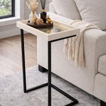 Mesa Apoio Lateral Canto Sofa Espelhada Pés Ferro Fucional Elegante Decoração