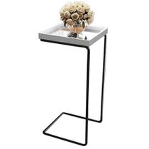 Mesa Apoio Lateral Espelhada para Sofá Pé Preto LarFlex Mesa Apoio Lateral Espelhada para Sofá Pé Preto LarFlex