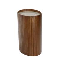 Mesa Apoio Lateral Luna Oval Nacional Móveis 32cm (larg) Lateral MDF Ripado Pinhão Tampo Vidro Glow Mesa Apoio Lateral Luna Oval Nacional Móveis 32cm (larg) Lateral MDF Ripado Pinhão Tampo Vidro Glow