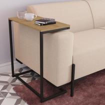 Mesa Apoio Lateral Sofá Industrial Vintage Metal e Madeira Kappesberg
