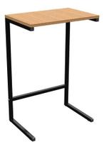 Mesa Apoio Lateral Sofá Ou Cama Aço E Madeira Delin Notebook