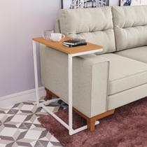 Mesa Apoio Lateral Sofá Vintage Aço e Madeira Canela/Branco Mesa Apoio Lateral Sofá Vintage Aço e Madeira Canela/Branco