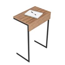 Mesa Apoio Lateral Sofá Vintage Aço E Madeira Linda Cor:Nogueira Boreal