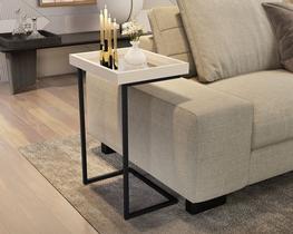 Mesa Apoio Lateral Soft com Espelho Pés de Ferro JB Off white - Comprar moveis de casa