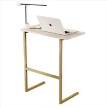 Mesa Apoio Notebook Thor Pérola Pés de Ferro Dourado Sal
