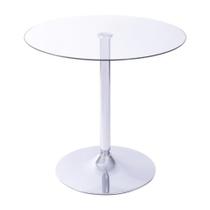 Mesa Apollo Redonda 70 cm (largura) Base Aço Cromado Tampo Vidro Temperado 73 cm (altura)