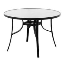 Mesa Área Externa Redonda Macaé Rivatti Aluminio Preto 107 cm (larg) Tampo Vidro Temperado Jateado
