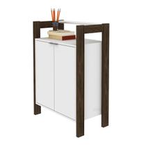 Mesa Armário Pequeno Branco Nogal Em MDP Para Escritório Sala De Estar Recepção Empresa Quarto Com Pintura UV Mesinha