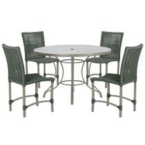 Mesa Ascoli 100 Cm com 4 Cadeiras Cannes de Alumínio, Pintura Fendi e Trama Tela de Corda Náutica