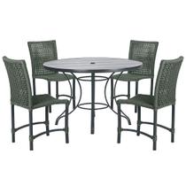 Mesa Ascoli 100 Cm com 4 Cadeiras Cannes de Alumínio, Pintura Preta e Trama Tela de Corda Náutica