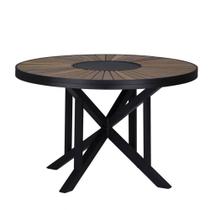 Mesa Atenas Redonda 120cm Tampo Madeira Giratório em Alumínio Trama Original Mesa Atenas Redonda 120cm Tampo Madeira Giratório em Alumínio Trama Original
