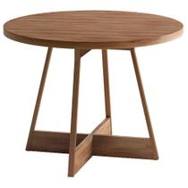 Mesa Atria Redonda 100x100 Carraro Cor Nogal com Rose Cobre