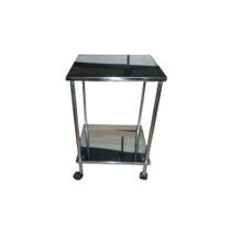 Mesa Auxiliar 2 Prateleiras Com Rodízio Inox 60cm