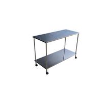Mesa Auxiliar 2 Prateleiras Com Rodízio Inox 80cm Mesa Auxiliar 2 Prateleiras Com Rodízio Inox 80cm