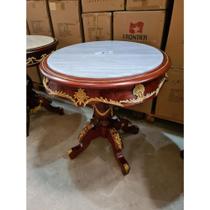 Mesa Auxiliar 85cm Madeira Maciça Bronze Flor de Liz Fomrosa