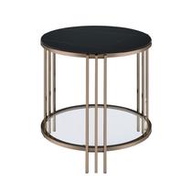 Mesa Auxiliar Acme Abisha de Metal y Vidrio con Tapa de Piedra Negro/Dorado