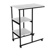 Mesa Auxiliar Apoio Lateral Aço Com Rodinhas Sofá Notebook