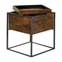 Mesa Auxiliar Benjara Moderna Cuadrada 56 cm con Almacenamiento Marrón/Gris Mesa Auxiliar Benjara Moderna Cuadrada 56 cm con Almacenamiento Marrón/Gris