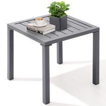 Mesa auxiliar cuadrada para exterior Crestlive Products de aluminio en gris claro