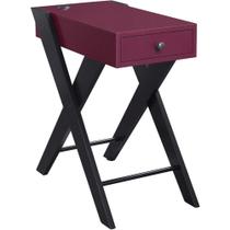 Mesa Auxiliar de Madera Acme Fierce con Puerto USB Color Burdeos Mesa Auxiliar de Madera Acme Fierce con Puerto USB Color Burdeos