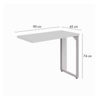 Mesa Auxiliar Direita/Esquerda Pé Quadro 90cm Tampo Yescasa Cinza