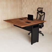 Mesa Auxiliar Dupla de Plataforma de Acoplar para Escritório com Estrutura Metálica 120cm Corporate Nogal Com Preto