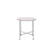 Mesa Auxiliar Ergode Brecon con Tapa Redonda de Madera y Patas Cromadas